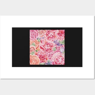 A rosi is a rose is a rose is a rose. Cute floral design in pink and purple Posters and Art